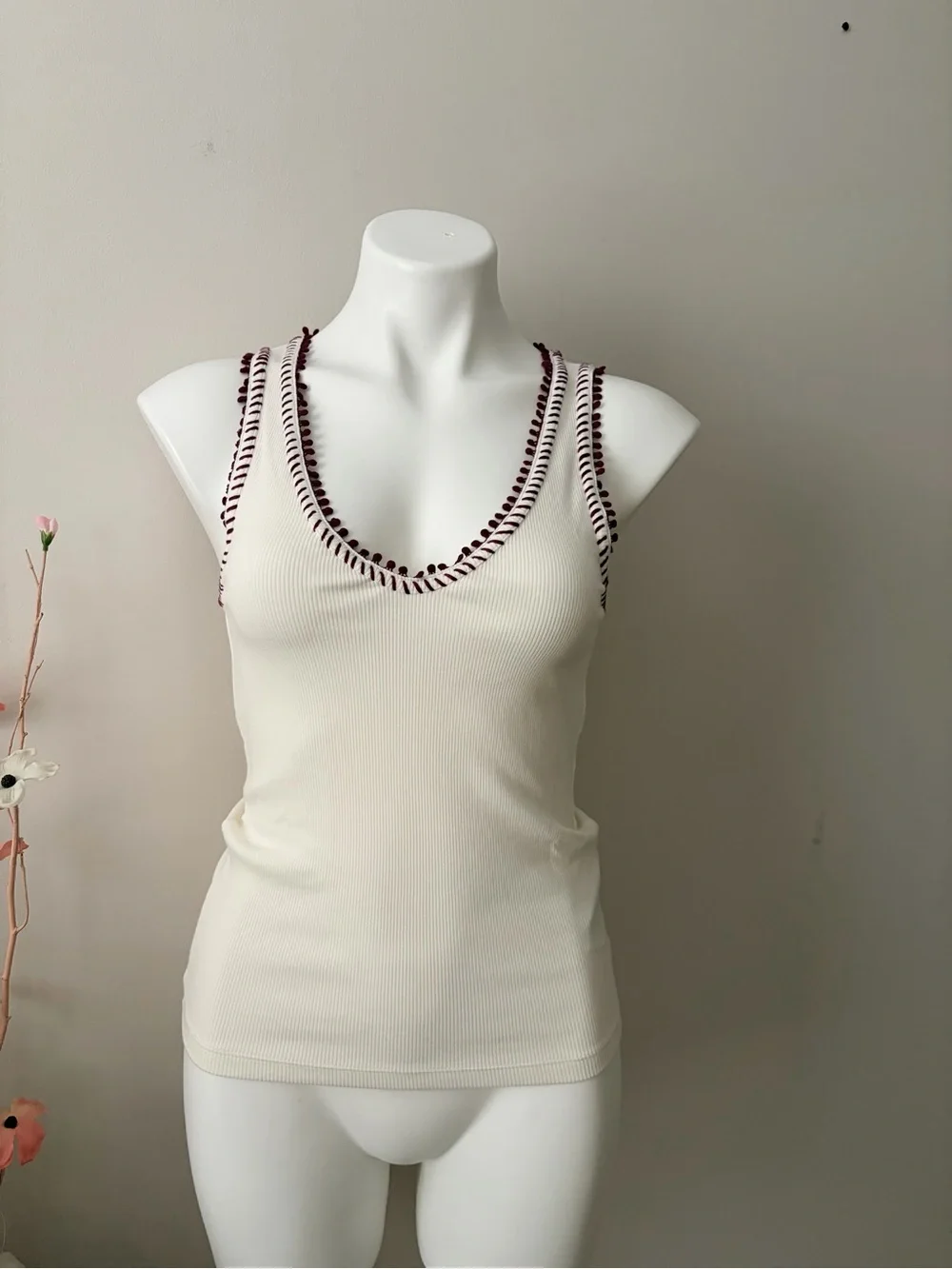 J Crew Perfect rib V-neck tank top with hand-stitched trim
